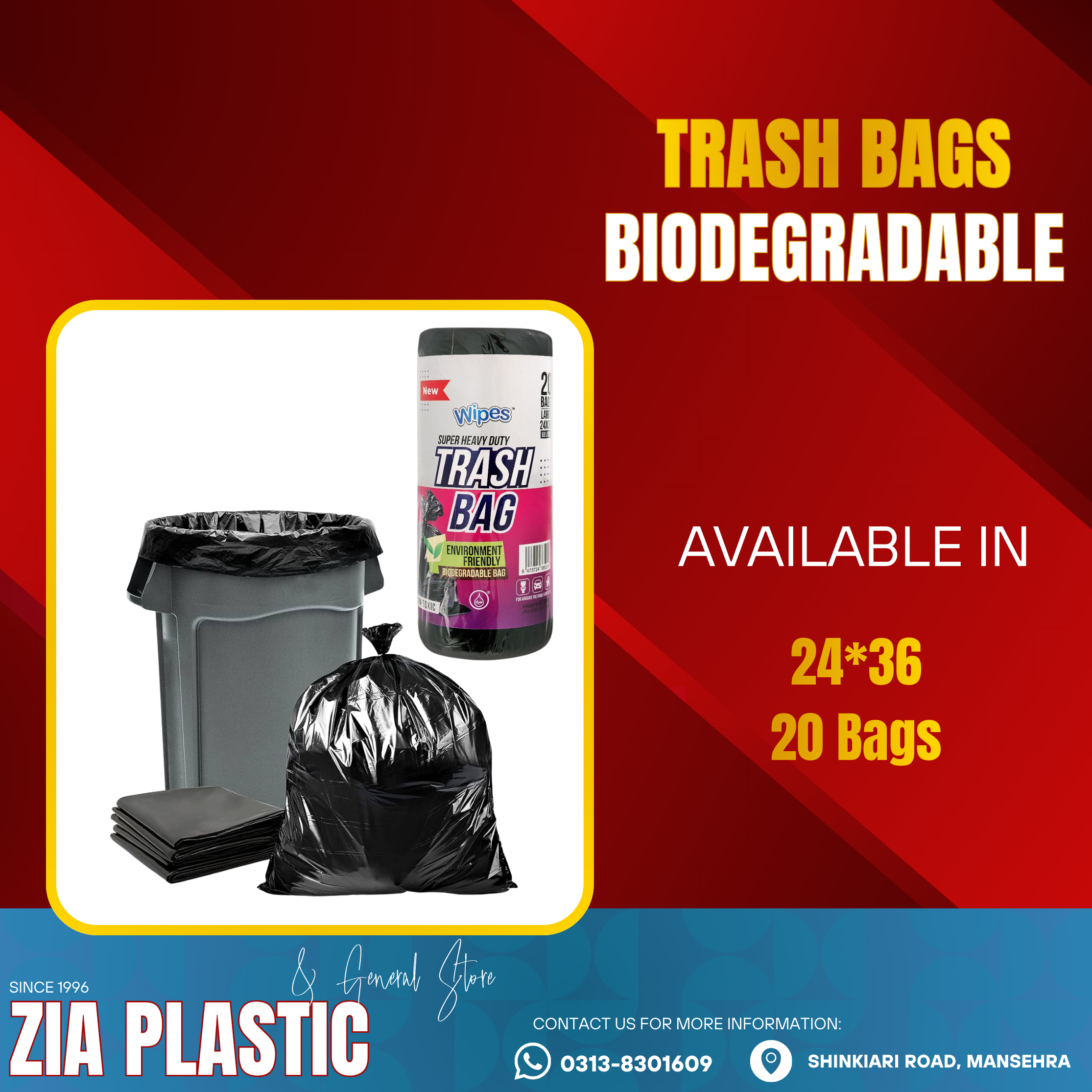 Wipes Trash Bags 24*36 (20 Bags)
