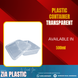 Plastic Container 500ML with Lid (Square)