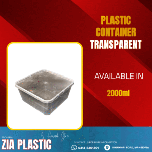 Plastic Container 2000ML with Lid (Square)