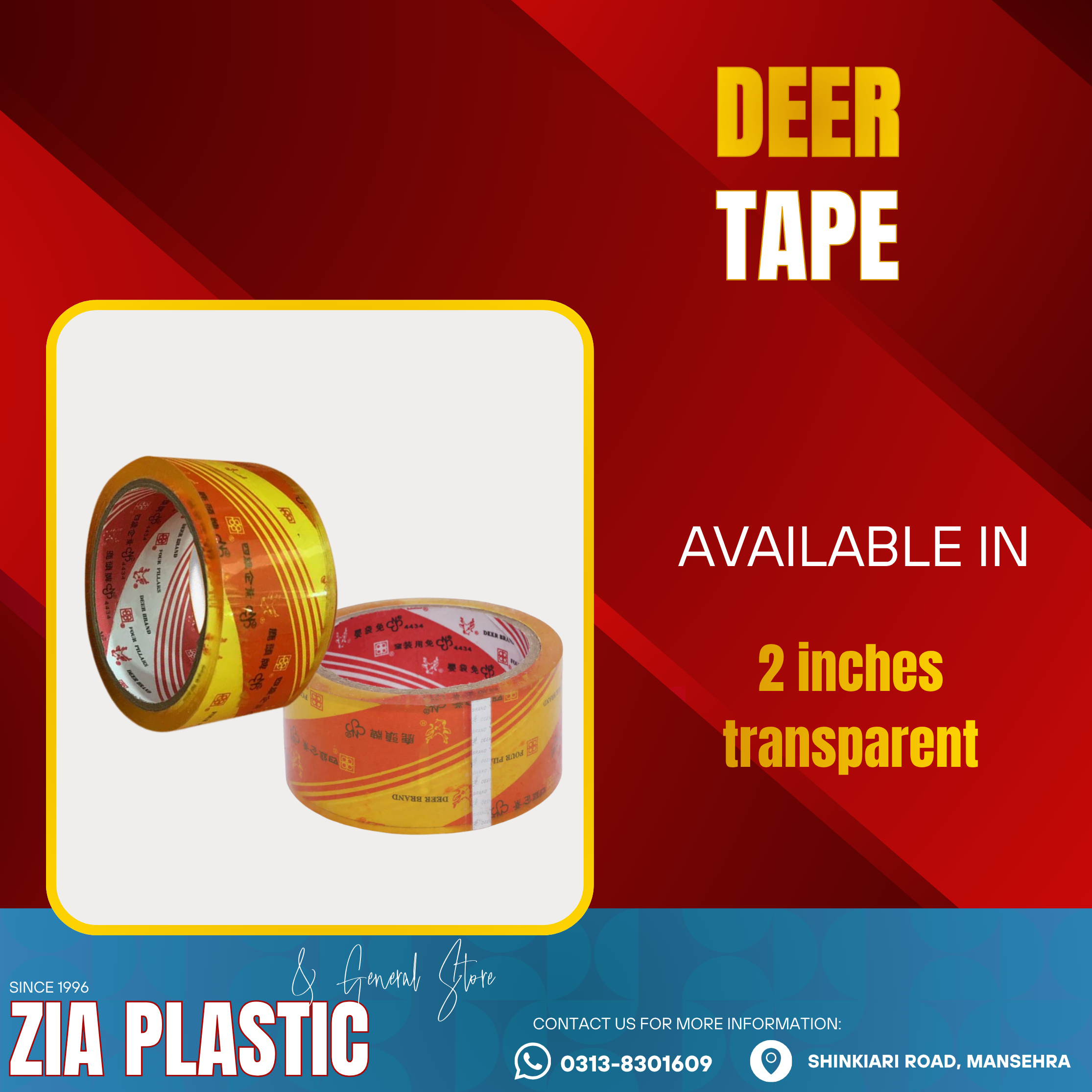Deer Transparent Scotch Tape – 2"