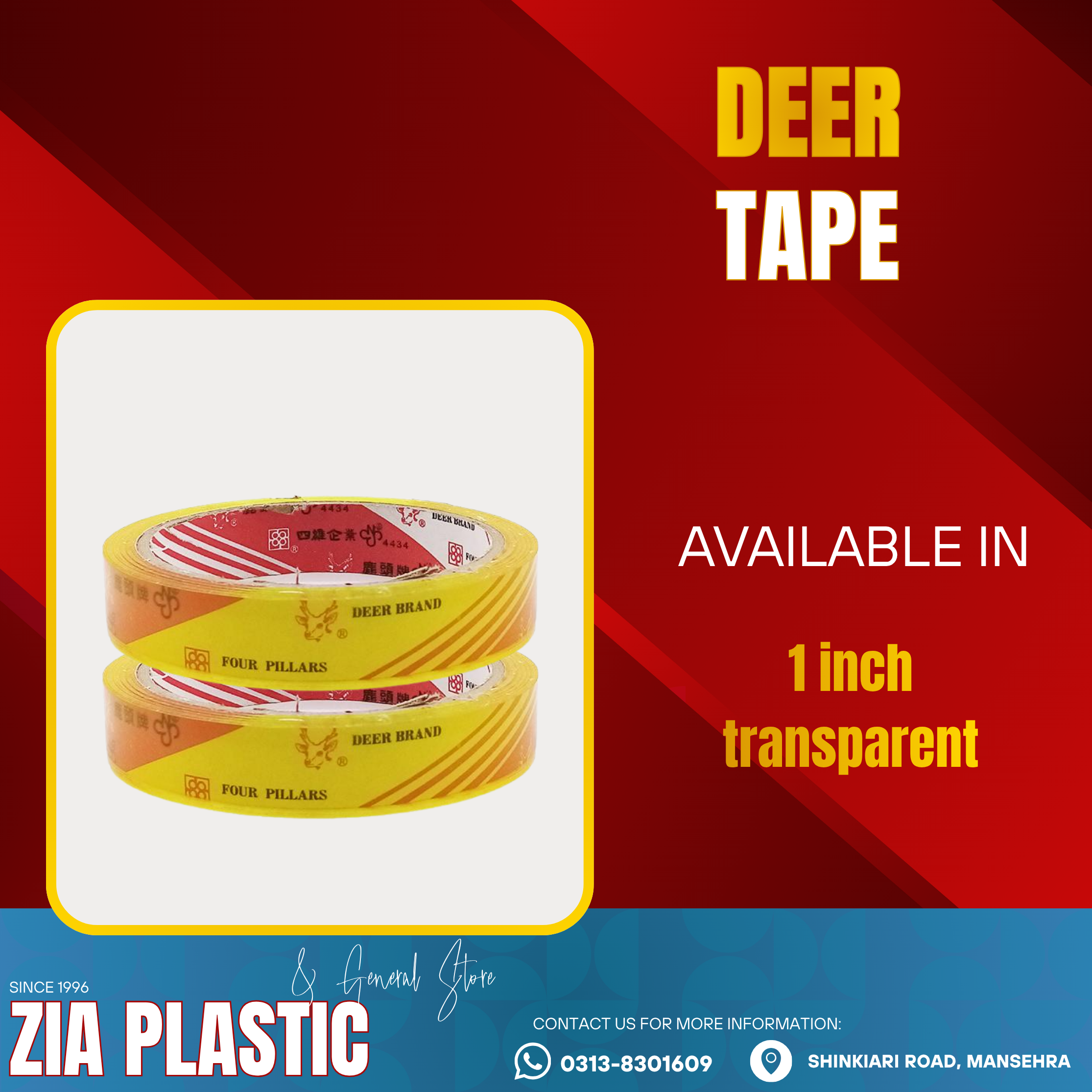 Deer Transparent Scotch Tape – 1"