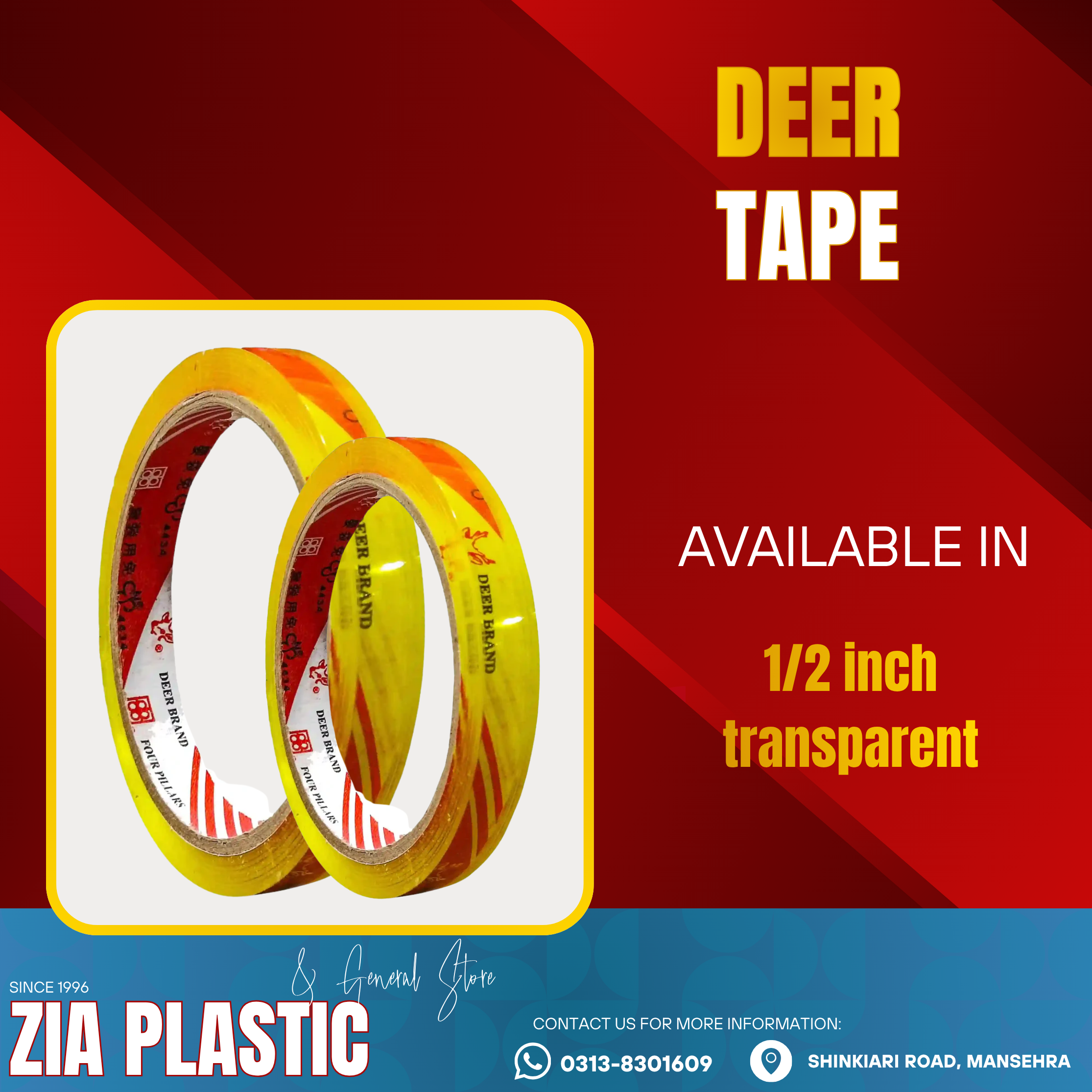 Deer Transparent Scotch Tape – 1/2"