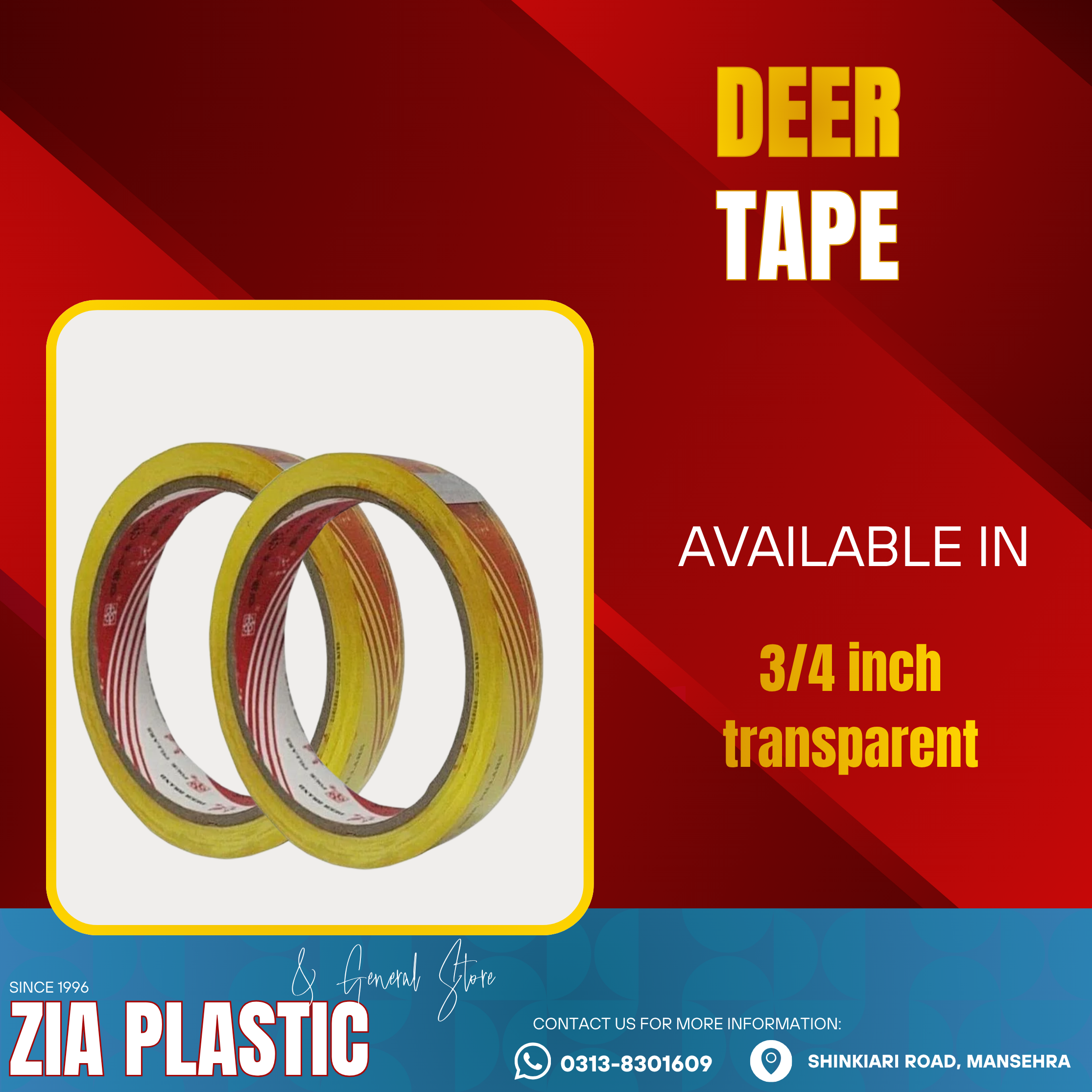 Deer Transparent Scotch Tape - 3/4”