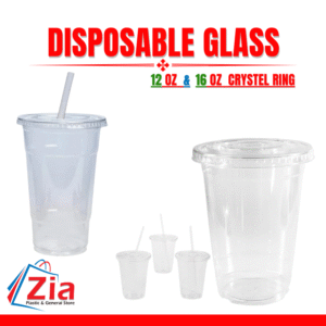 Disposable Glass with flat lids 12oz & 16oz